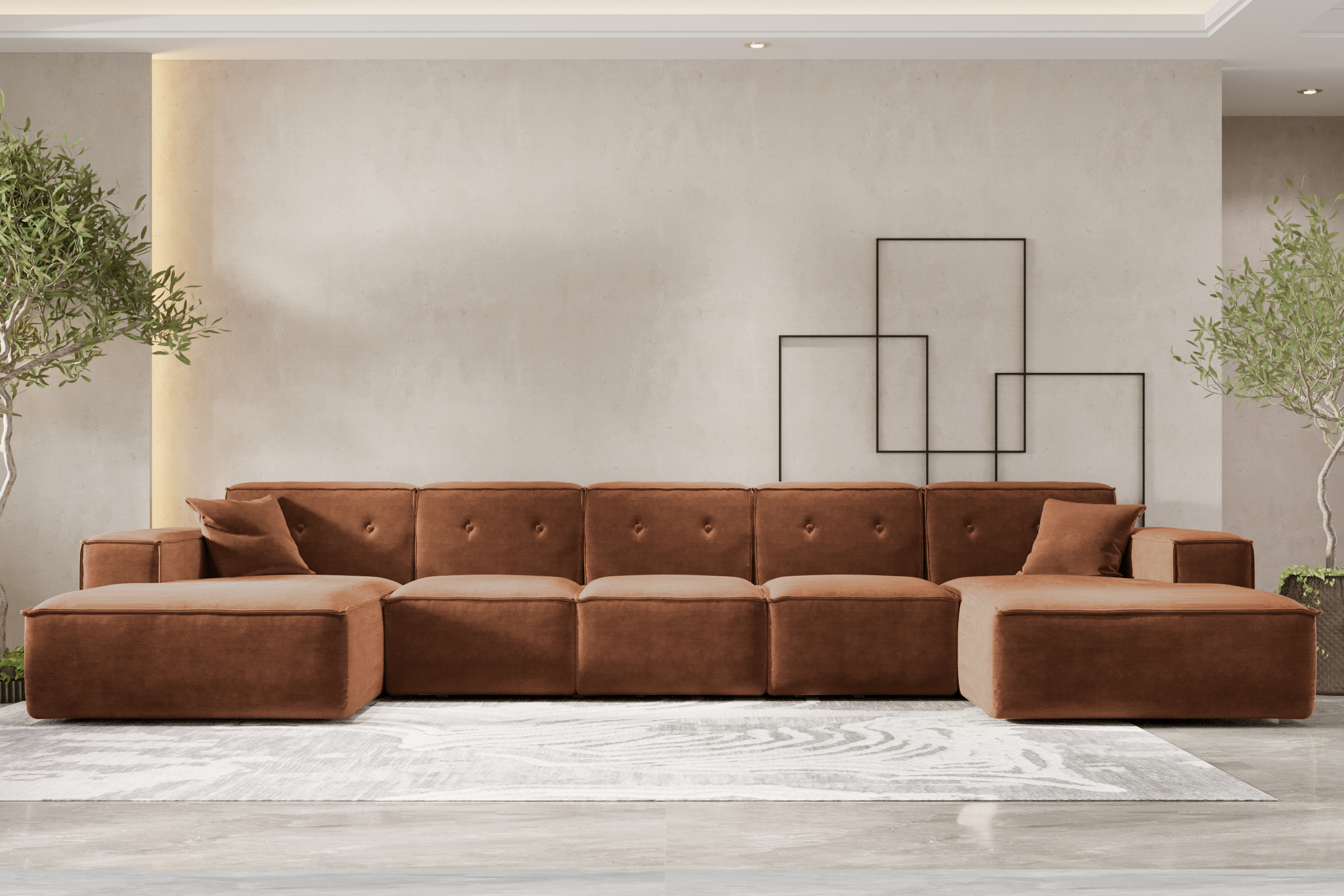 Ecksofa LUGA U XL Rostfarbe